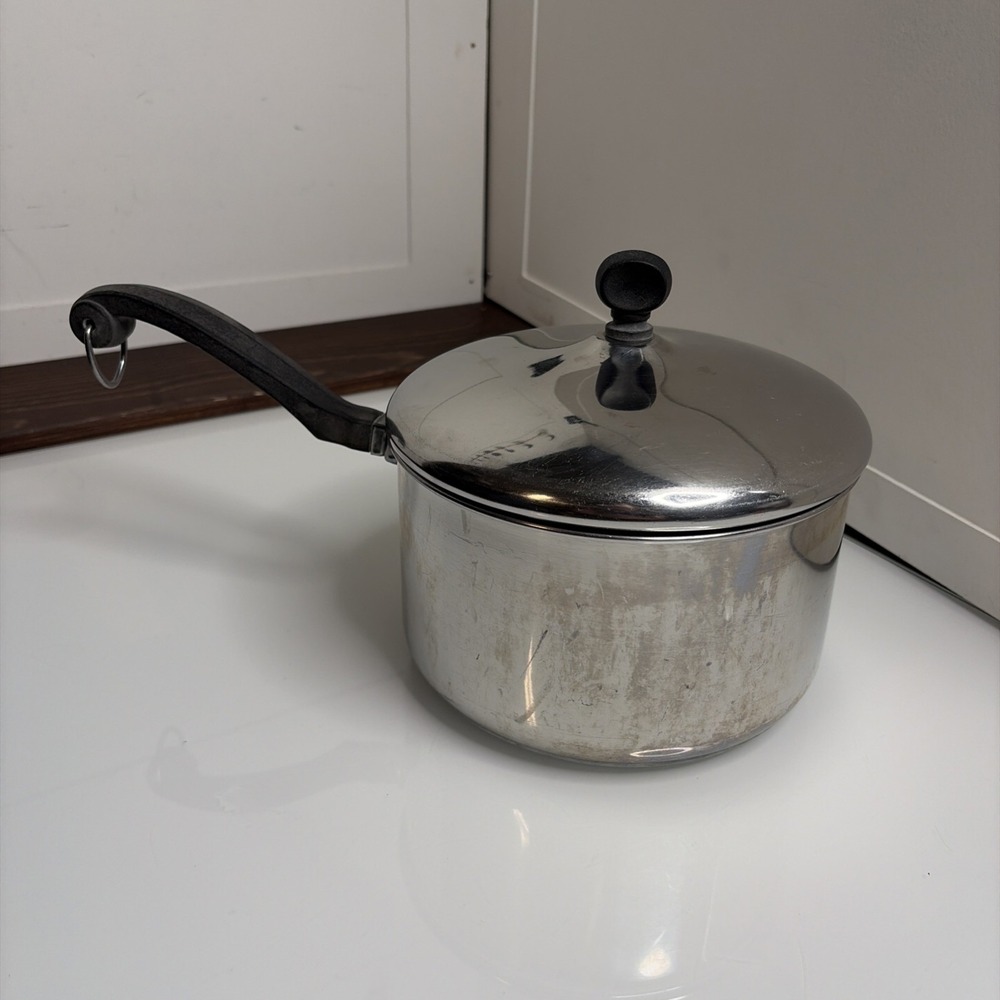 Farberware 3 Quart Saucepan Pot Lid Stainless Aluminum Clad Vintage USA